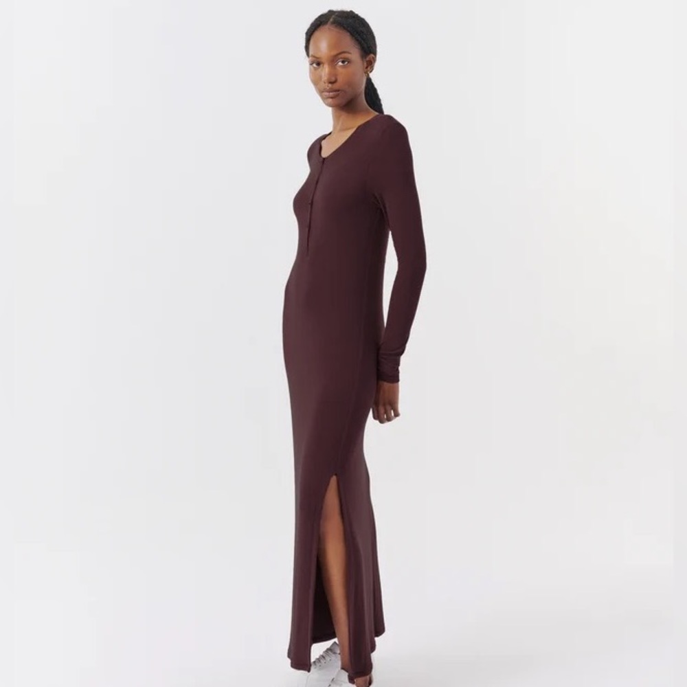 ATM Anthony Thomas Melillo - Modal Rib Long Sleeve Maxi Dress - Chocolate
